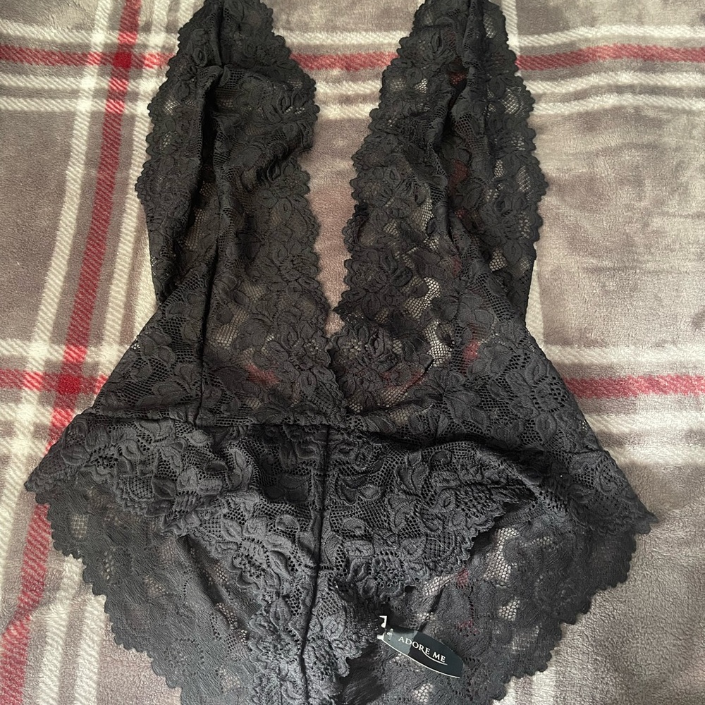 Adore Me Black Lace Bodysuit